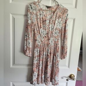 J. Glee Pink Floral Flutter Flare Sleeve Dress